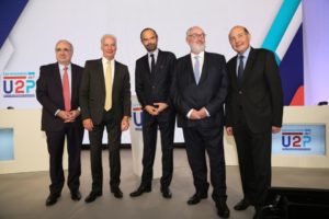 Rencontres de l’U2P 2017 – Édouard Philippe aux cotés du Président et des Vice-Présidents de l'U2P